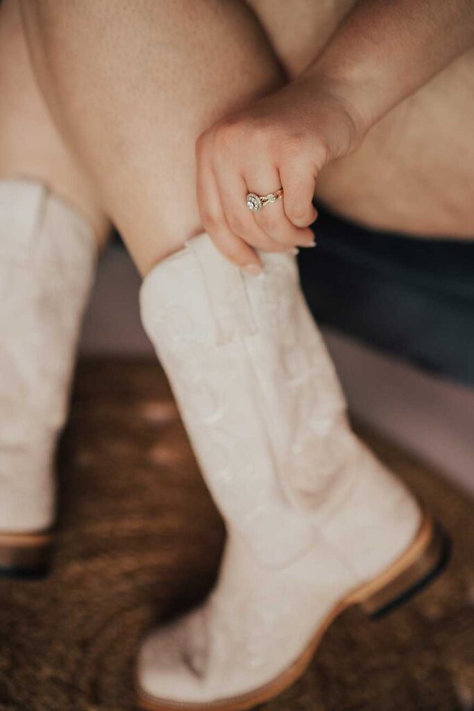 white cowgirl boots for wedding - Pompy Portraits