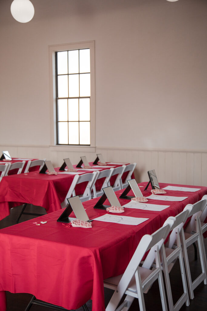 Jacksonville Galentine's Day 2025 table setup with mirrors