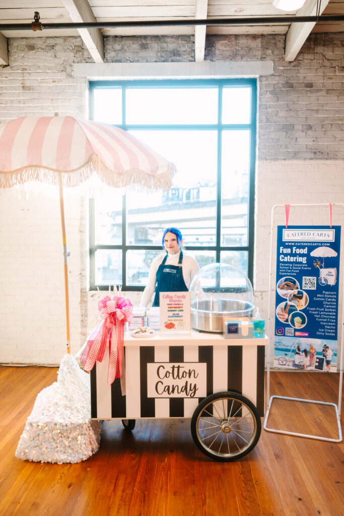 cotton candy cart at galentine's day girls night out event for Pompy Portraits